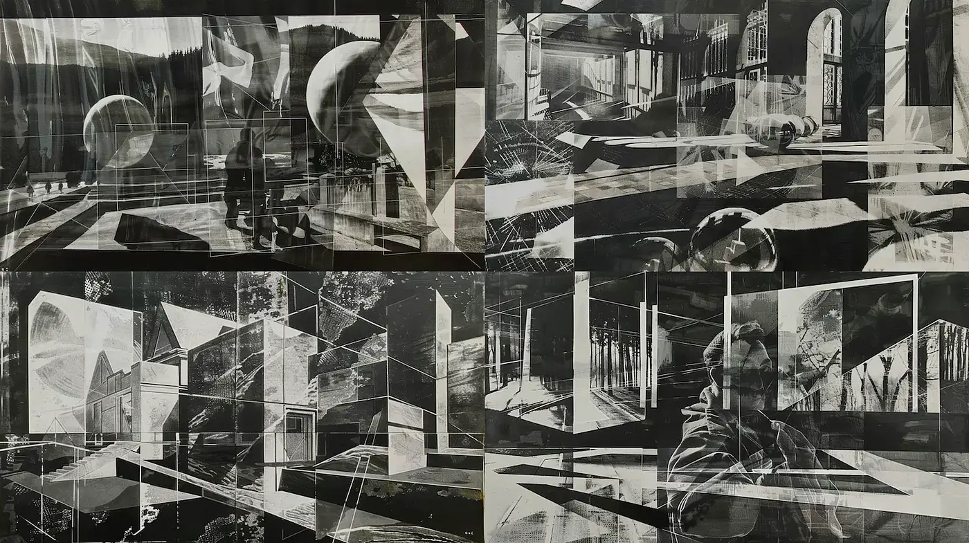 Monochromatic Abstract Geometric Composition with a Modernist Touch - Midjourney sref style