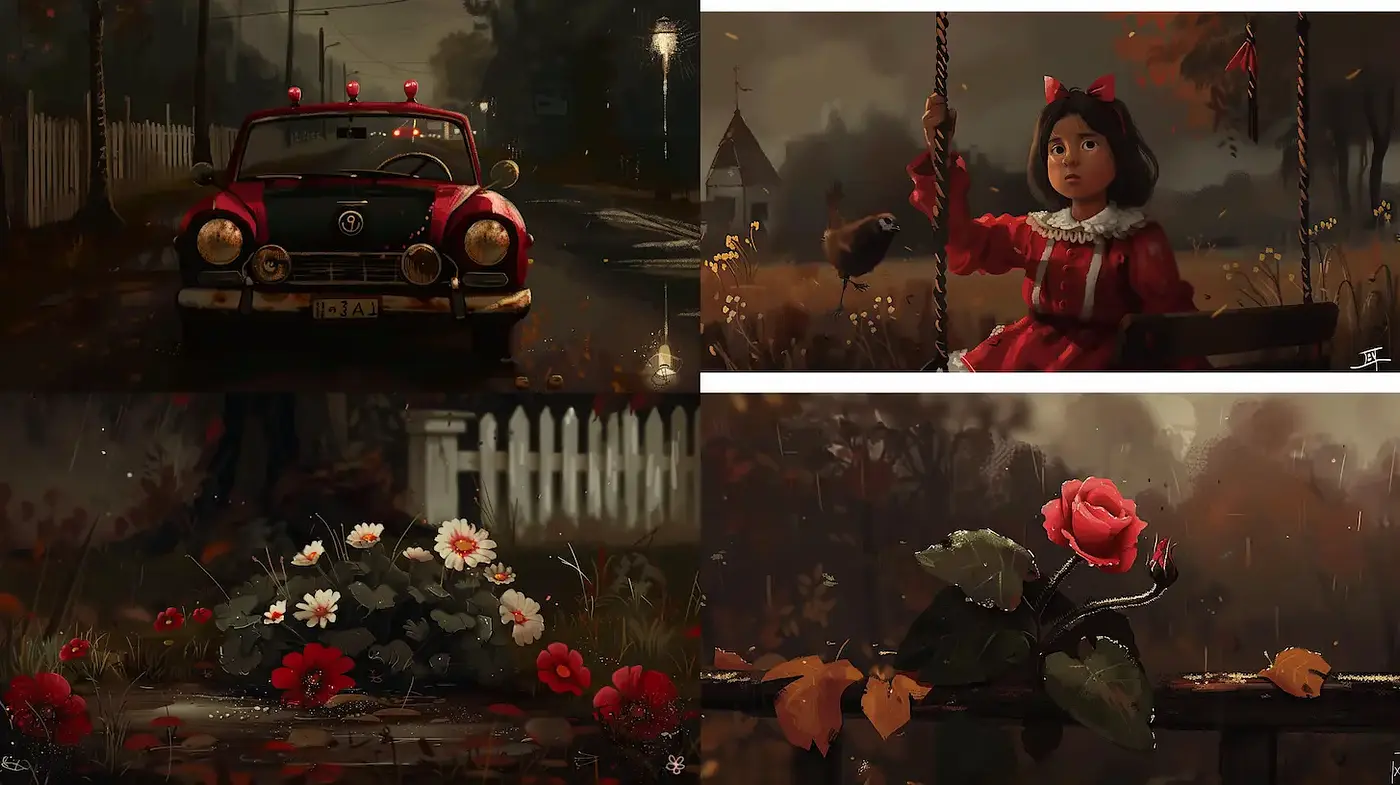 Emotive and Whimsical Aesthetic Infused with Nostalgic Undertones - Midjourney sref style