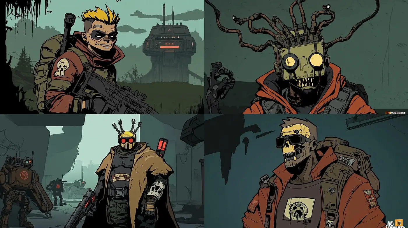 Dystopian Punk Illustration with a Dark Comic Aesthetic - Midjourney sref style