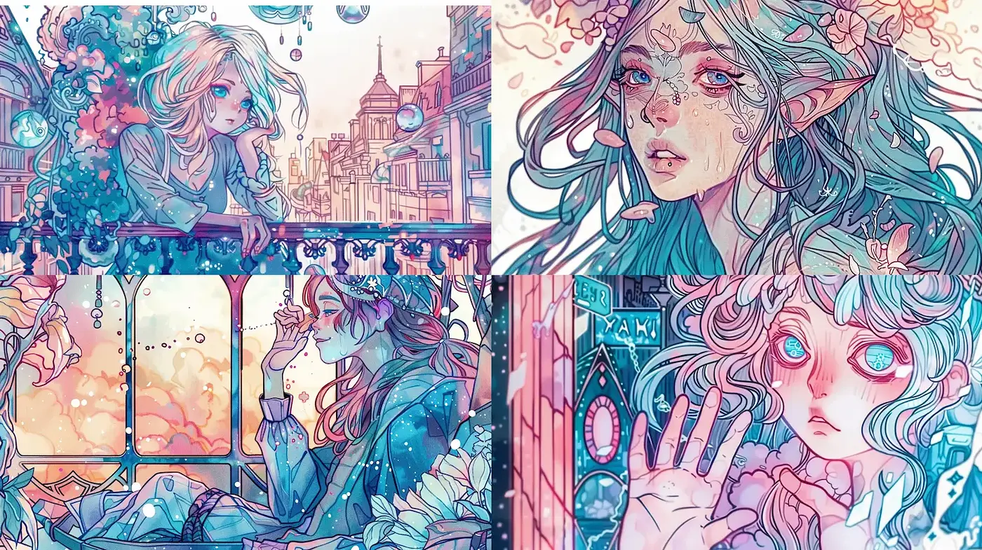 Whimsical and Ethereal Illustrations with a Dreamlike Quality - Midjourney sref style