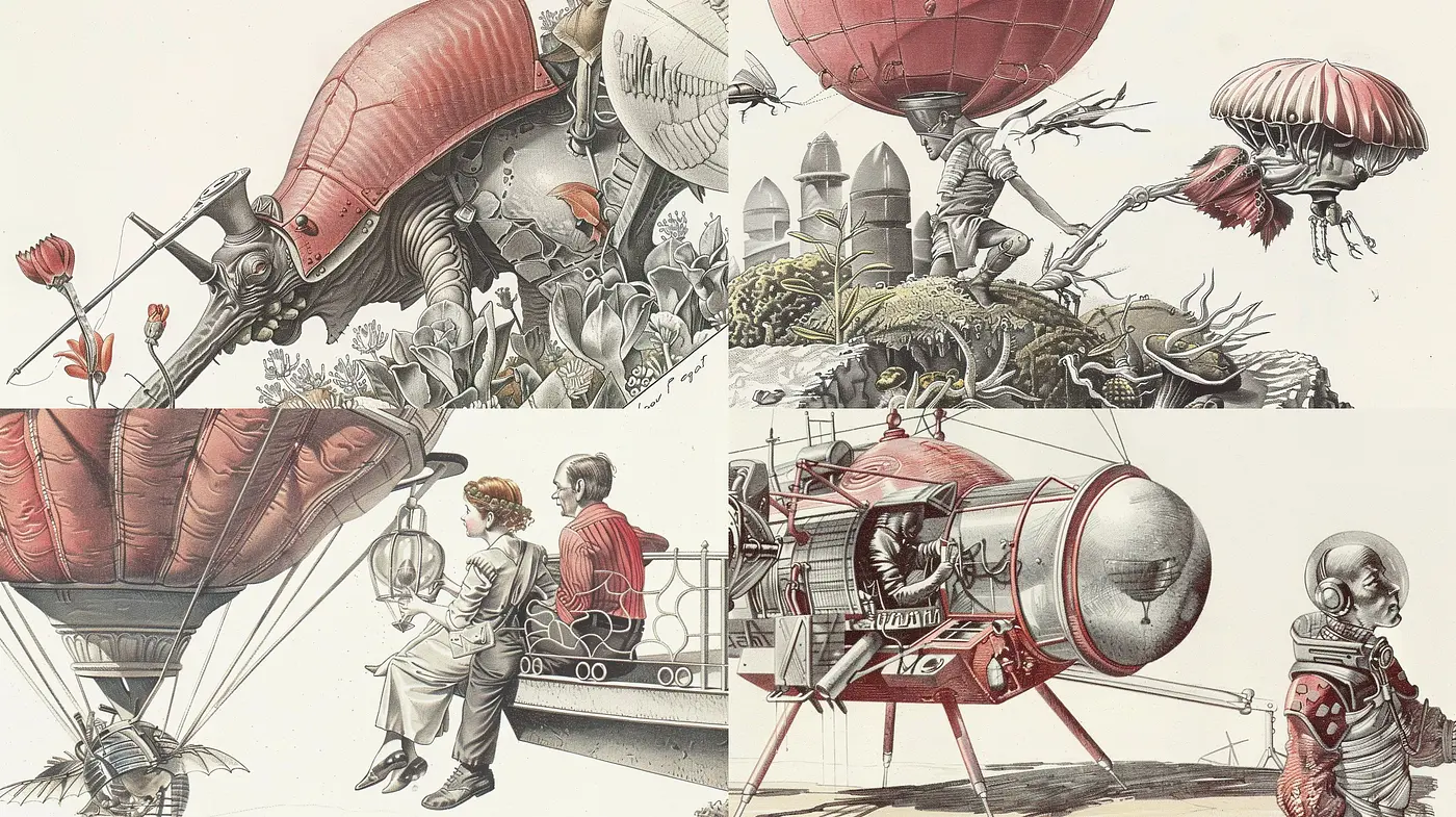 Steampunk Reverie: An Homage to Retrofuturistic Machines and Adventures - Midjourney sref style