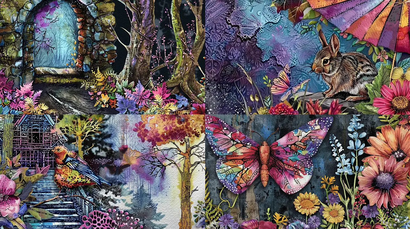 Enchanted Fauna in Lush Botanical Dreamscapes - Midjourney sref style