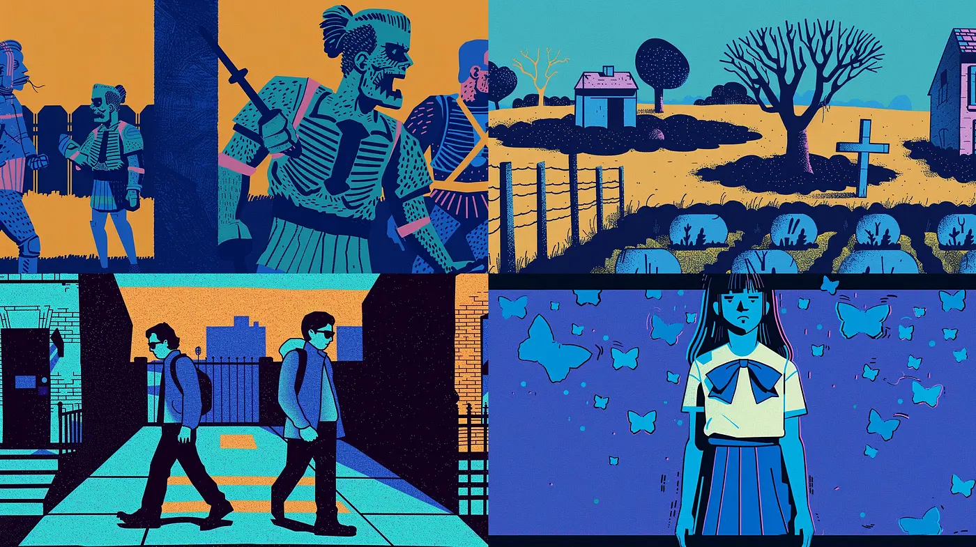 Surreal Midnight Tones with a Vintage Comic Book Aesthetic - Midjourney sref style