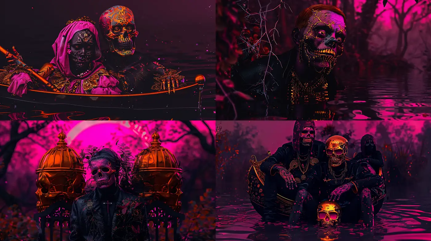 Gothic Nocturne: A Macabre Dance of Shadows and Violet Hues - Midjourney sref style