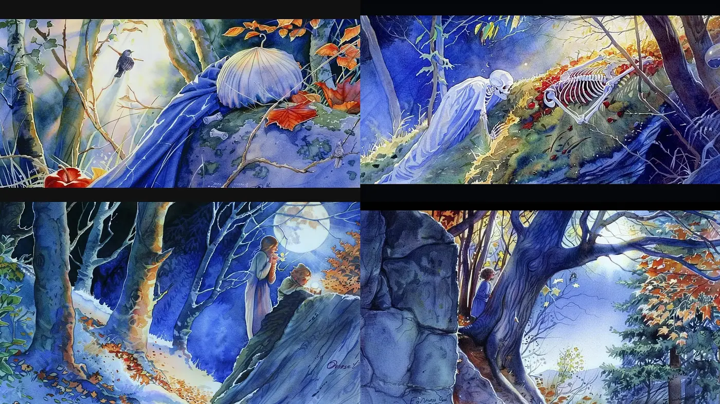 Enchanted Nocturnal Forest: A Dreamscape of Cobalt and Moonlight - Midjourney sref style
