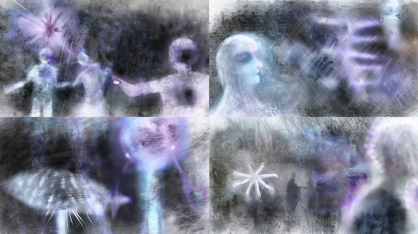 Ethereal Textural Haze: An Exploration of Abstracted Translucence in Variegated Blues - Midjourney sref style