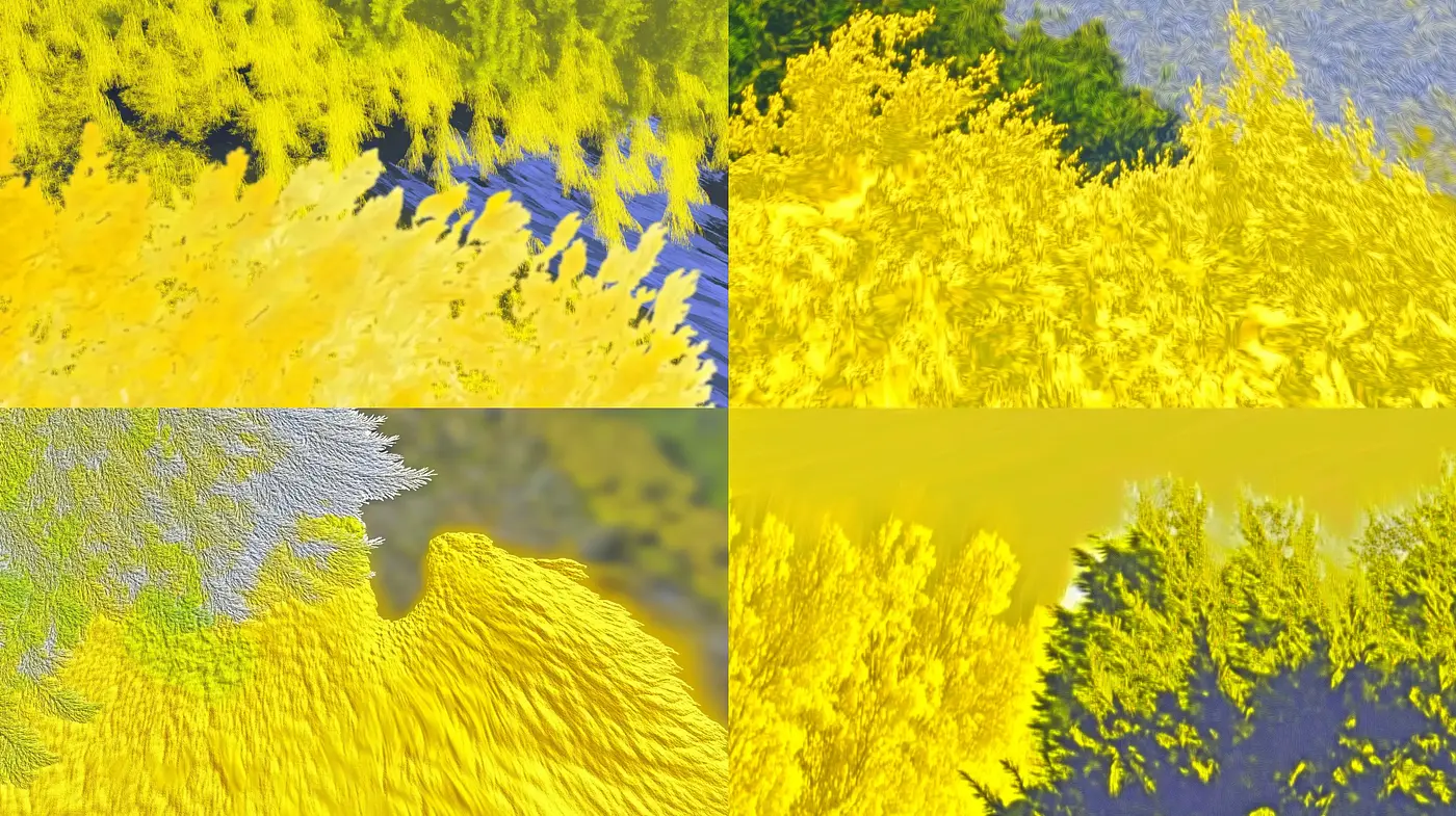 Radiant Brushstroke Symphony in Vivid Yellow and Blue - Midjourney sref style