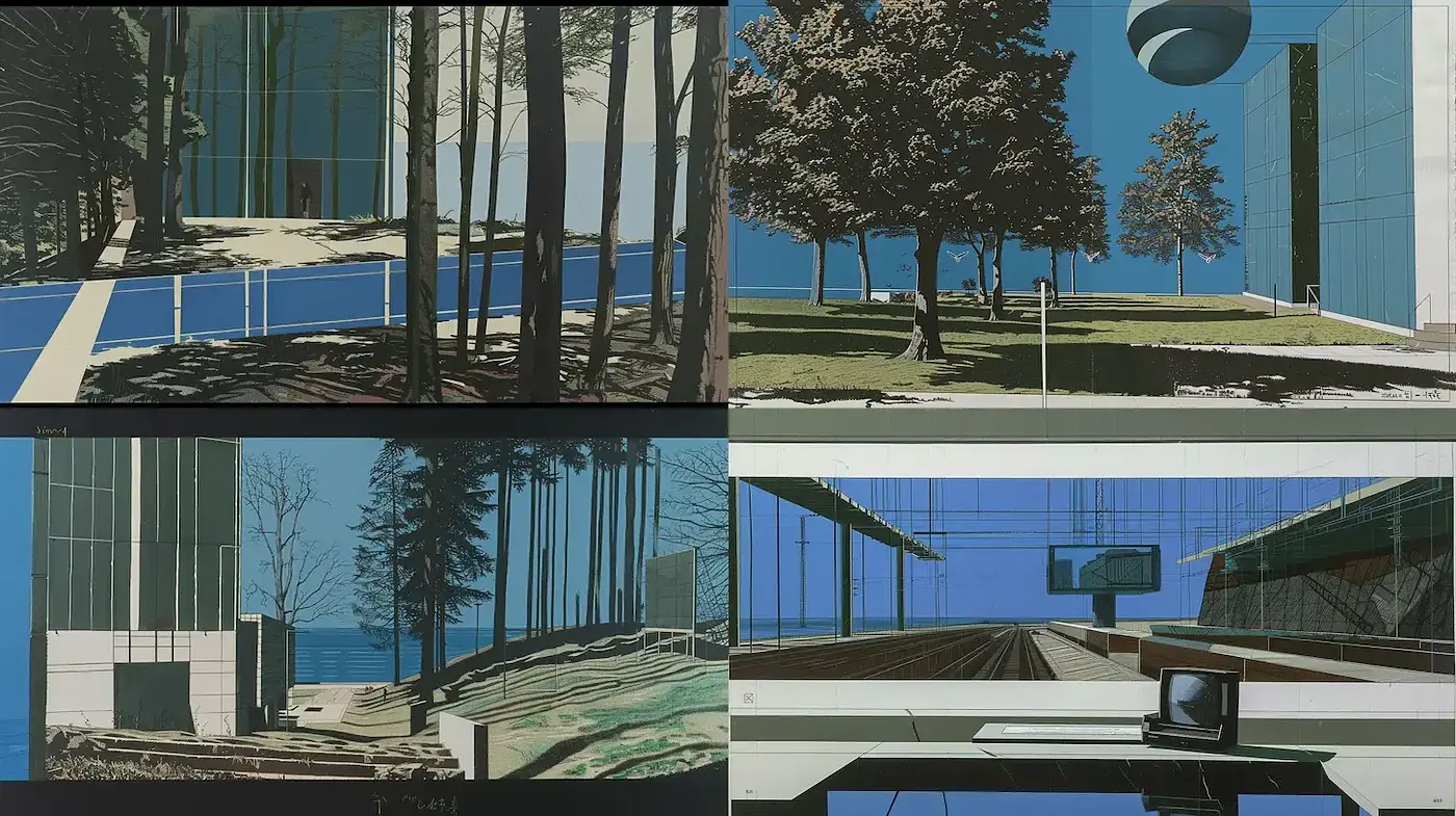 Futuristic Architectural Landscapes with a Retro-Futuristic Vibe - Midjourney sref style