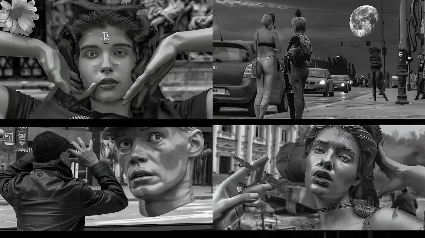 Dramatic and Artistic Noir-Inspired Aesthetic with Strong Character Focus - Midjourney sref style