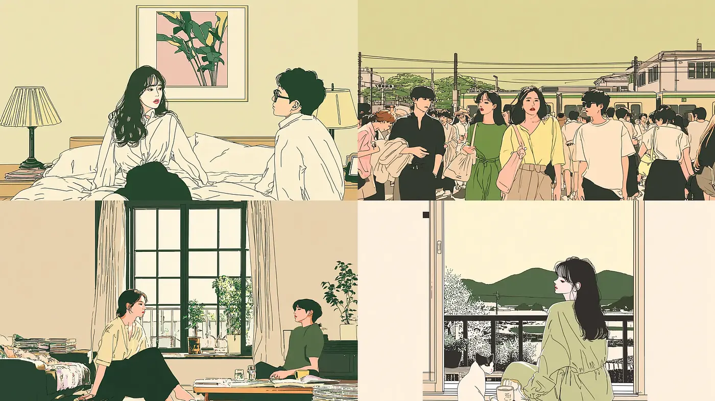 Contemporary Illustrative Aesthetic with Soft Color Tones - Midjourney sref style