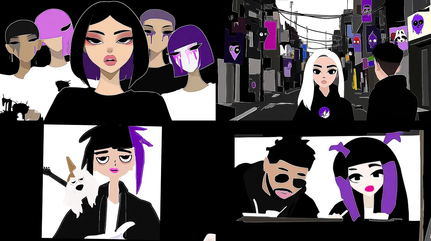 Contemporary Urban Illustrations with a Pop Culture Edge - Midjourney sref style