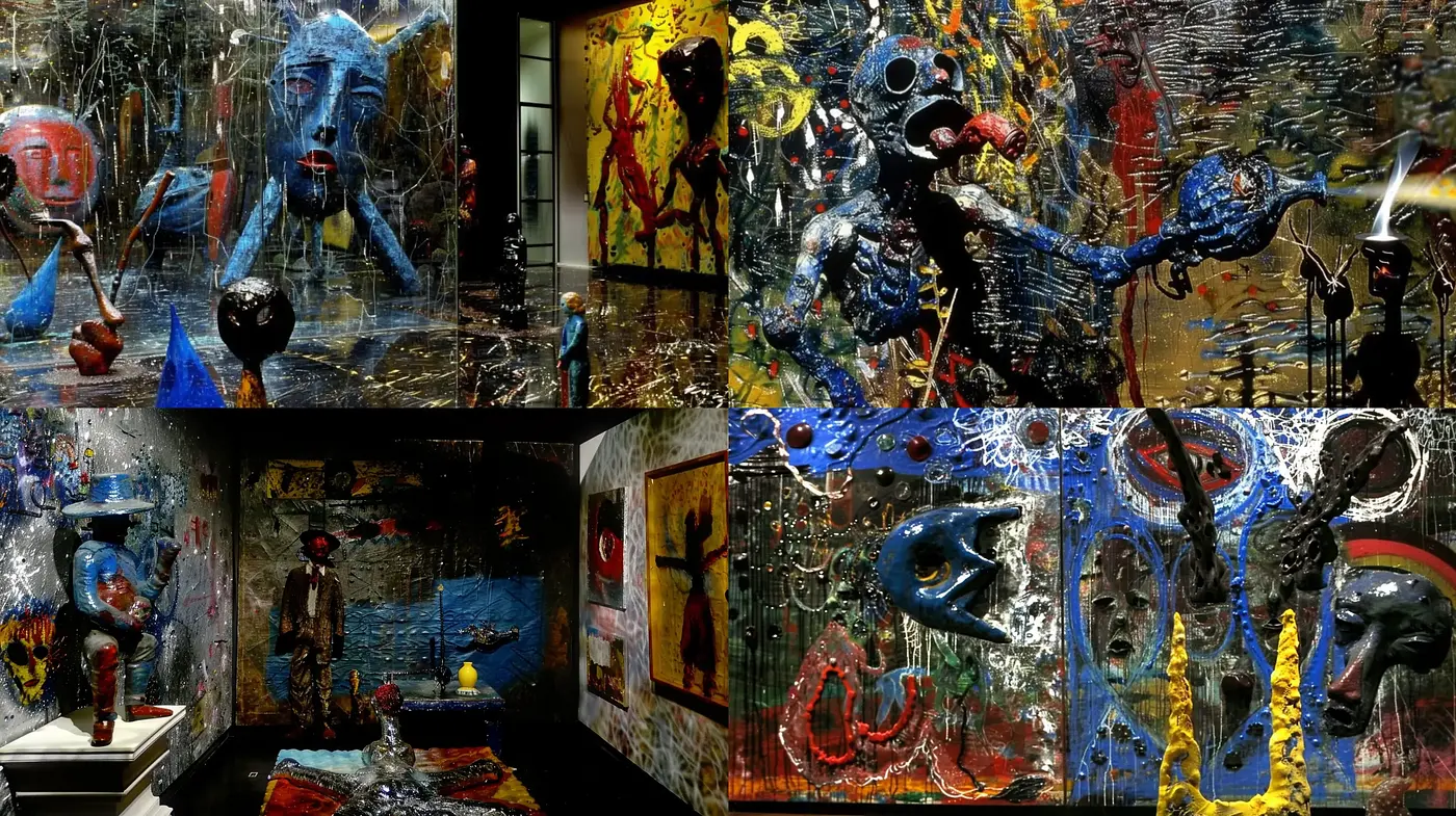 Abstract Expressionist Turmoil with Graffiti-like Overtones - Midjourney sref style