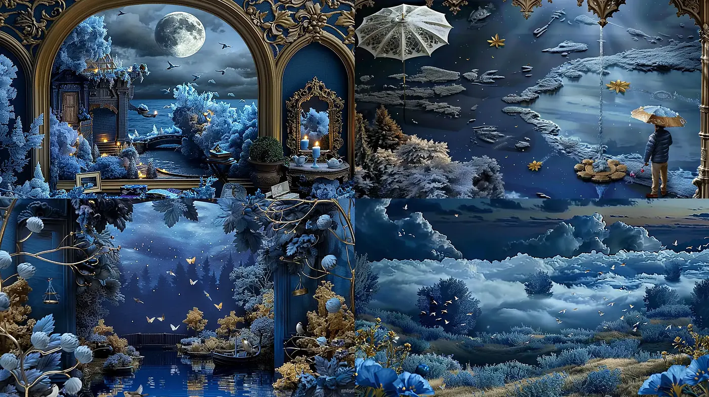 Ethereal Nocturne Dreamscape with Rococo Overtones - Midjourney sref style