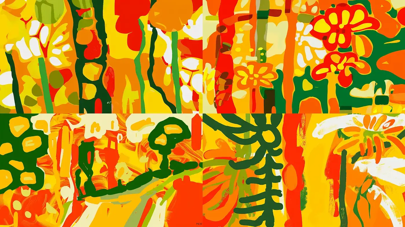 Vibrant Abstract Floral Expressionism with a Lively Essence - Midjourney sref style