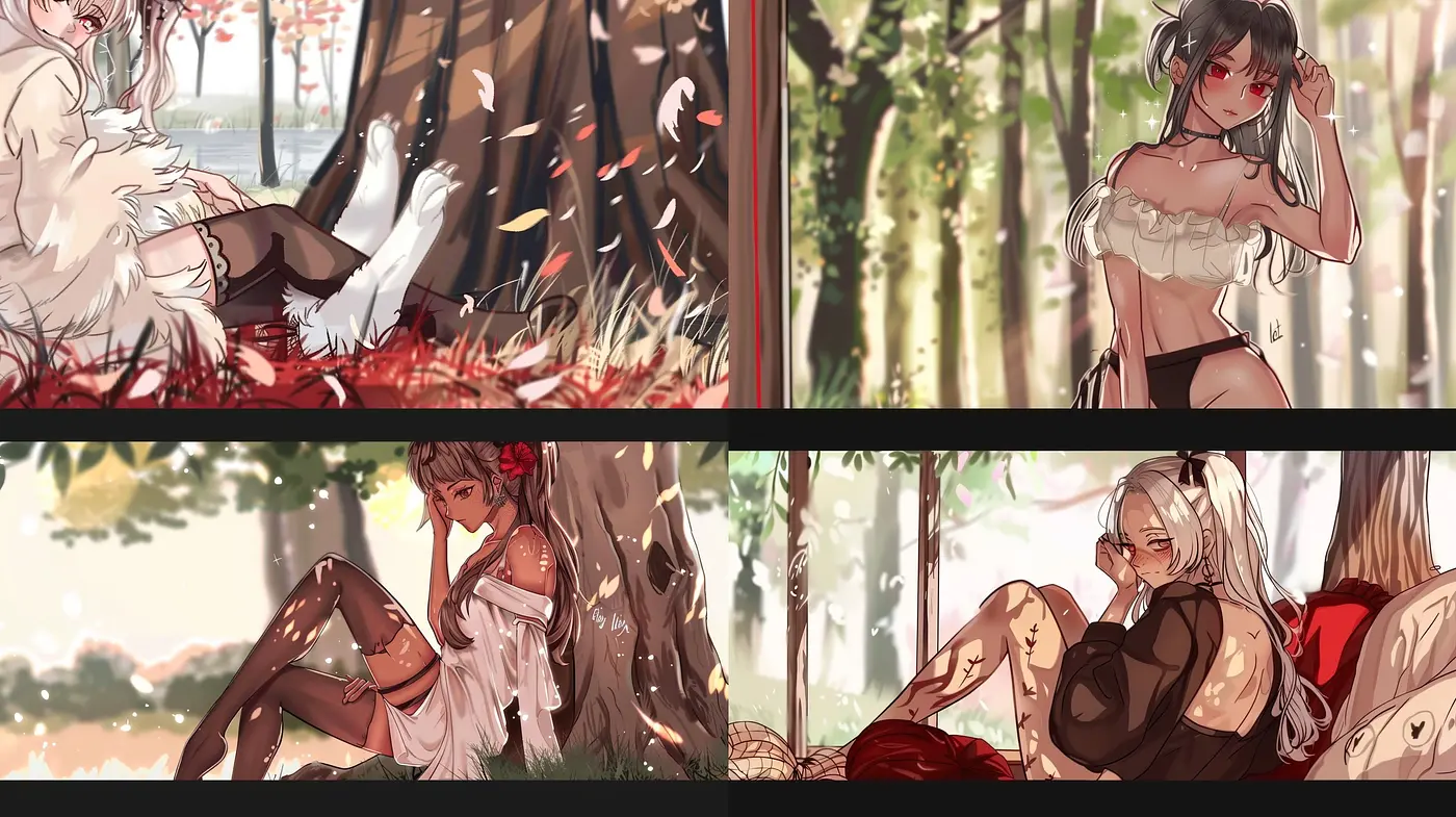 Softly Illuminated Anime-Inspired Autumn Forest - Midjourney sref style