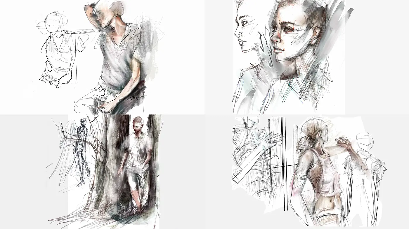 Sketch-like Ethereal Expressionism with a Hint of Impressionism - Midjourney sref style