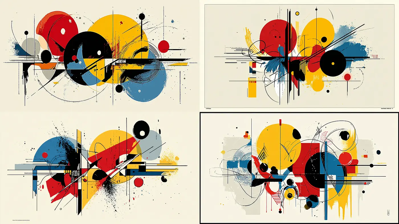 Abstract Composition with Geometric Shapes and Vivid Colors - Midjourney sref style