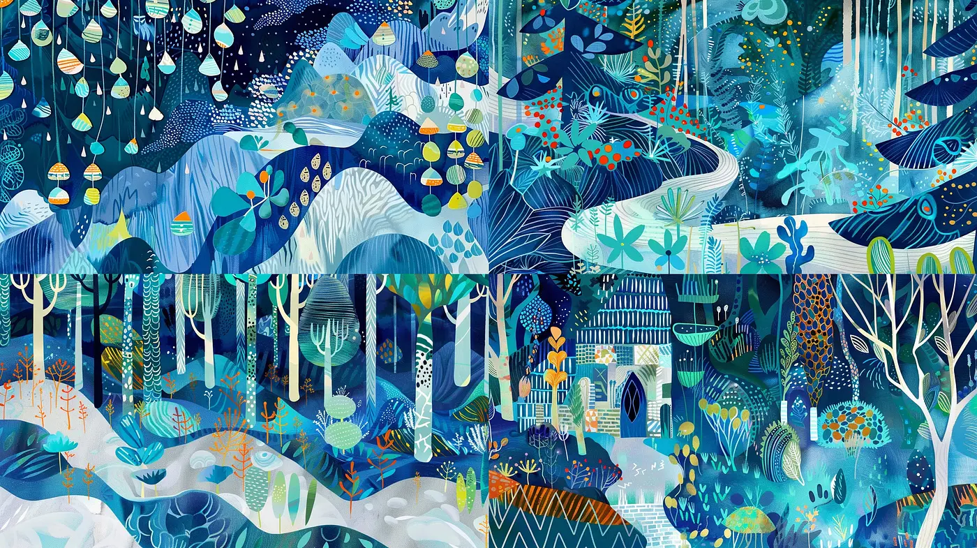 Synchronous Harmony of Stylized Chromatics and Textures in Artistic Expression - Midjourney sref style