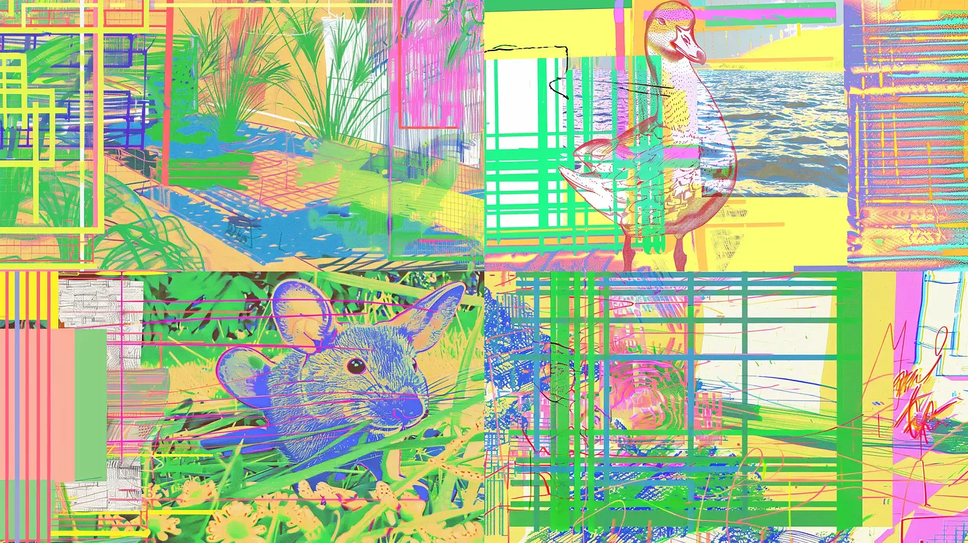 Vibrant Abstract Expressionism with a Digital Glitch Aesthetic - Midjourney sref style