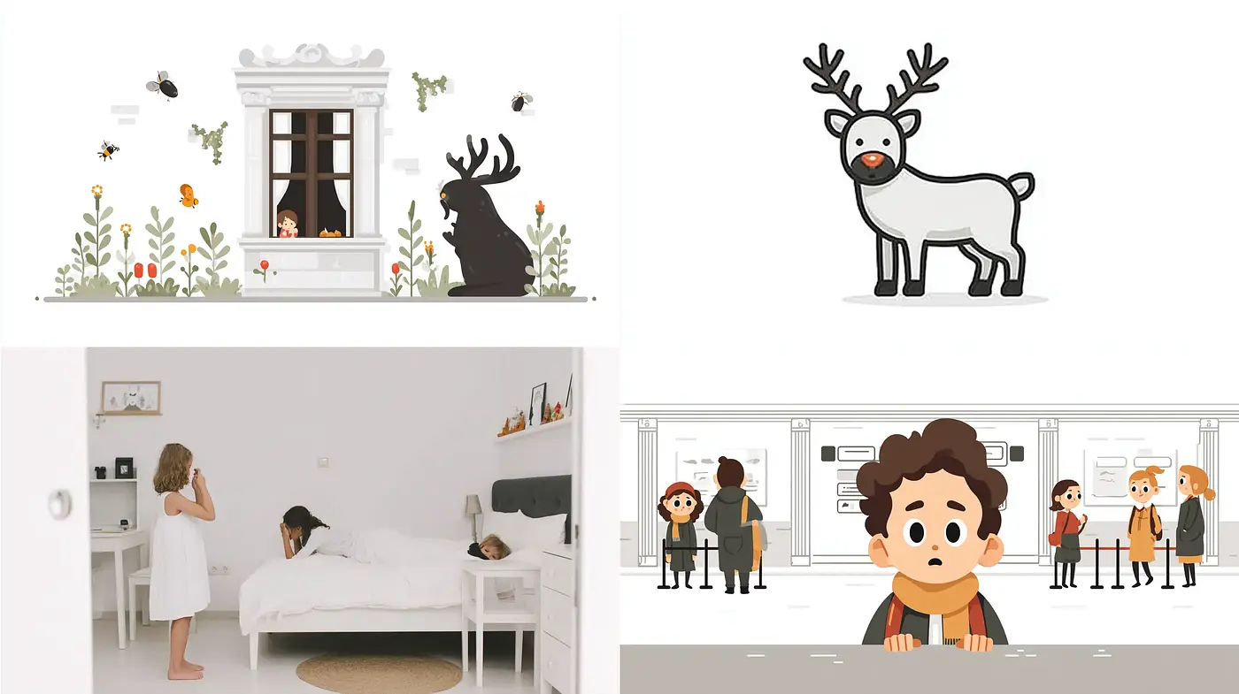 Charming and Whimsical Illustrations with a Modern Touch - Midjourney sref style