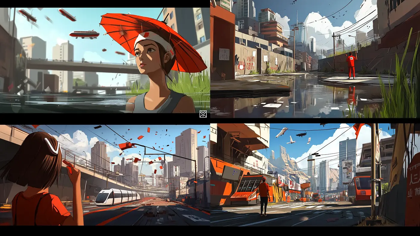 Futuristic Urban Elegance with a Warm Palette - Midjourney sref style