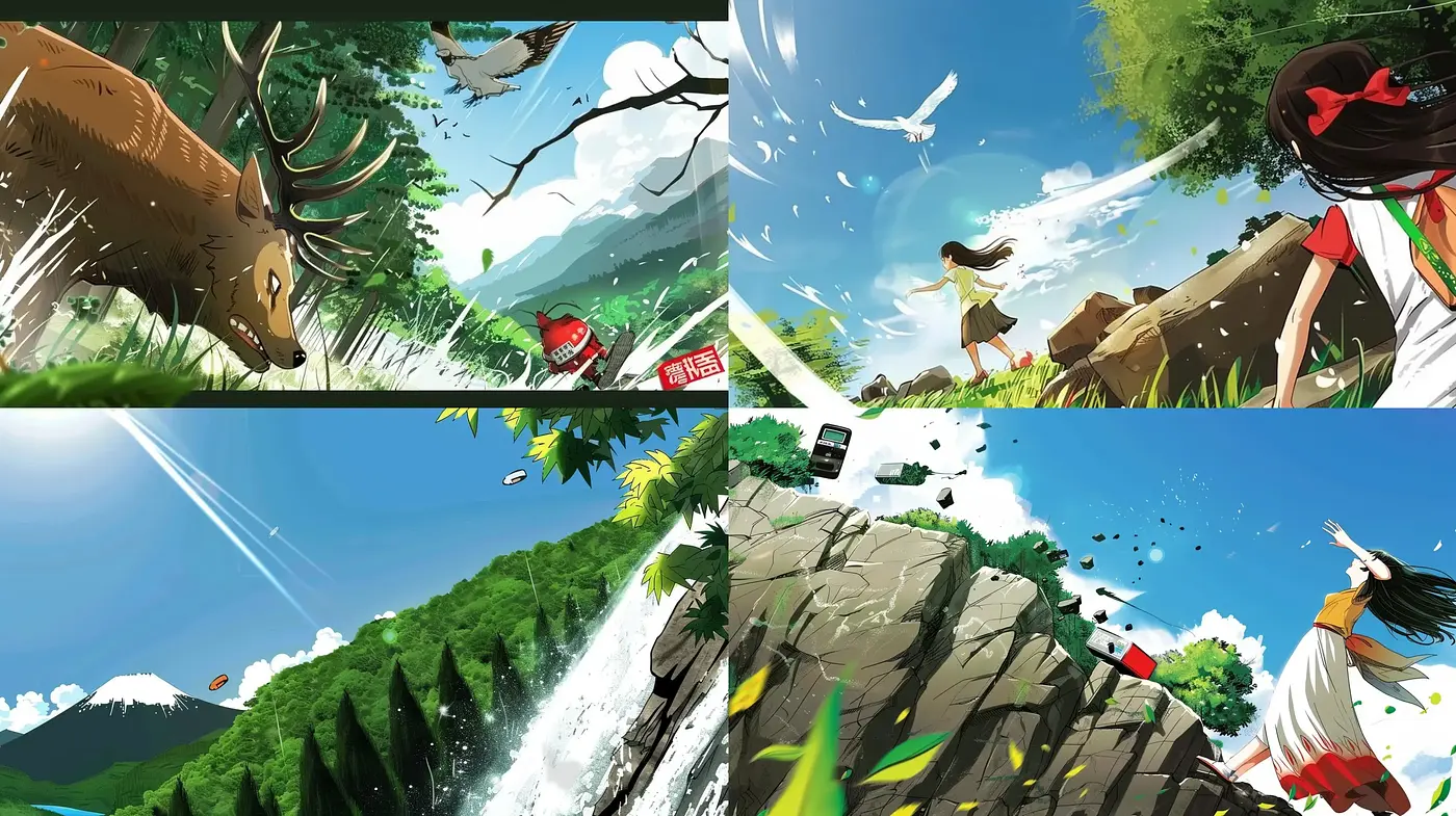 Dynamic Nature Scenes with Anime Essence - Midjourney sref style
