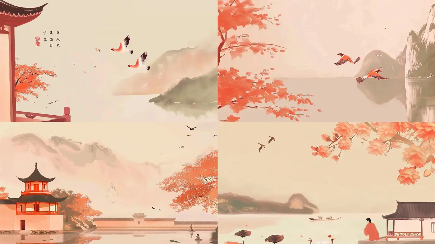 Harmonious East Asian Aesthetic in a Pastel Dreamscape - Midjourney sref style