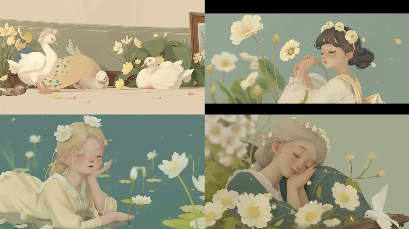 Ethereal Harmony in Pastel - A Tranquil Blend of Soft Hues and Gentle Illustration - Midjourney sref style