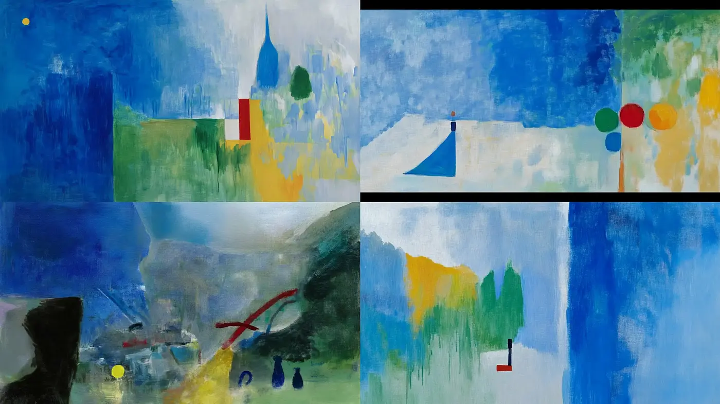 Fragmented Horizons: An Exploration in Abstract Expressionism and Color-Field Painting - Midjourney sref style
