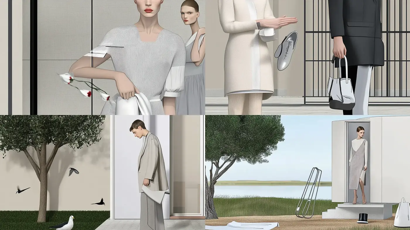 Serene Elegance: Timeless Fashion in a Synthesized Reality - Midjourney sref style