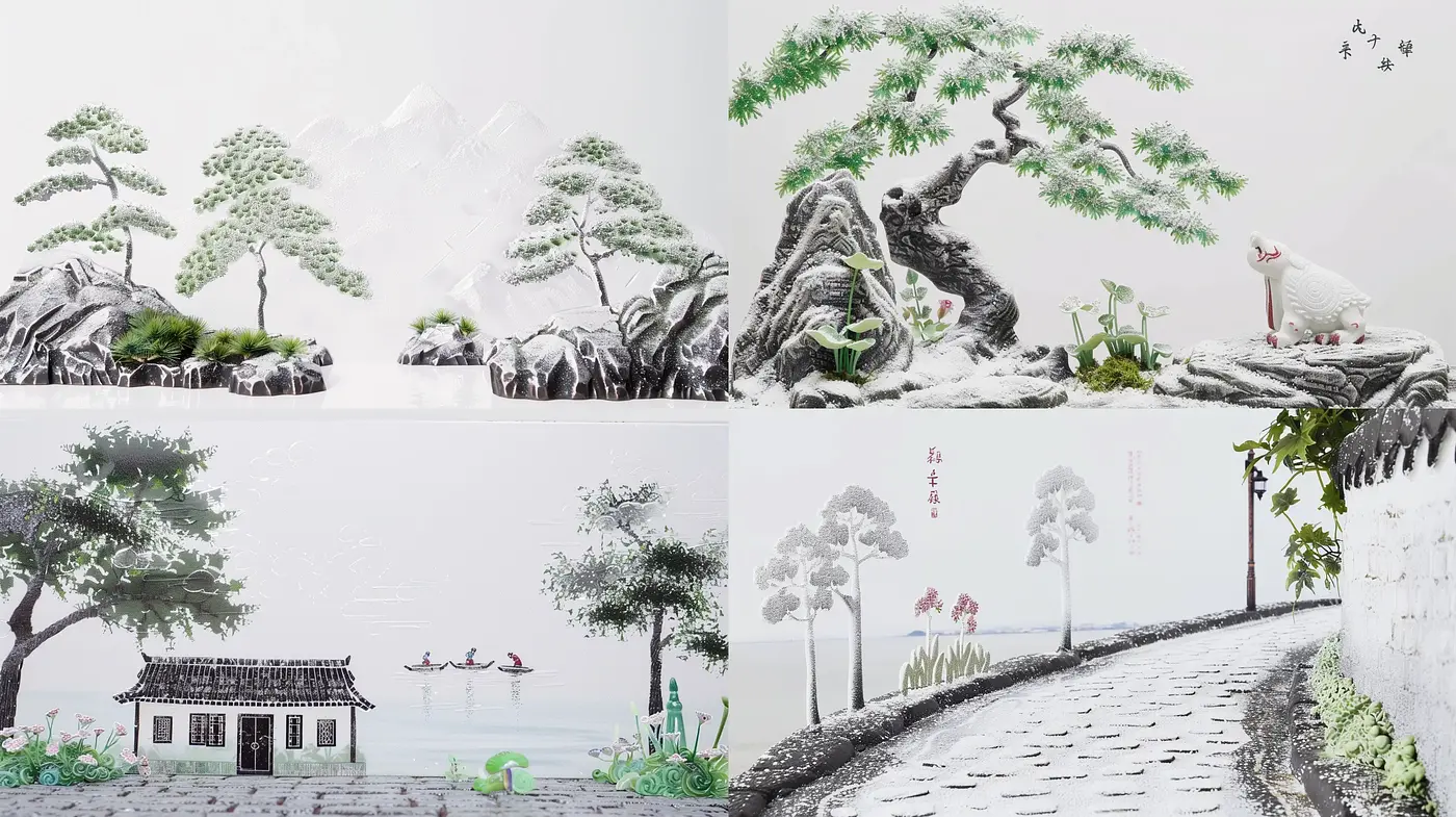 Serene East Asian Ink Wash Panorama - Midjourney sref style