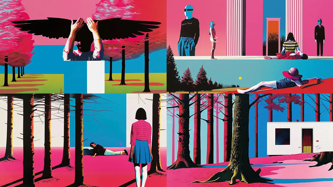 Surreal Contrast in Technicolor Dreamscapes - Midjourney sref style