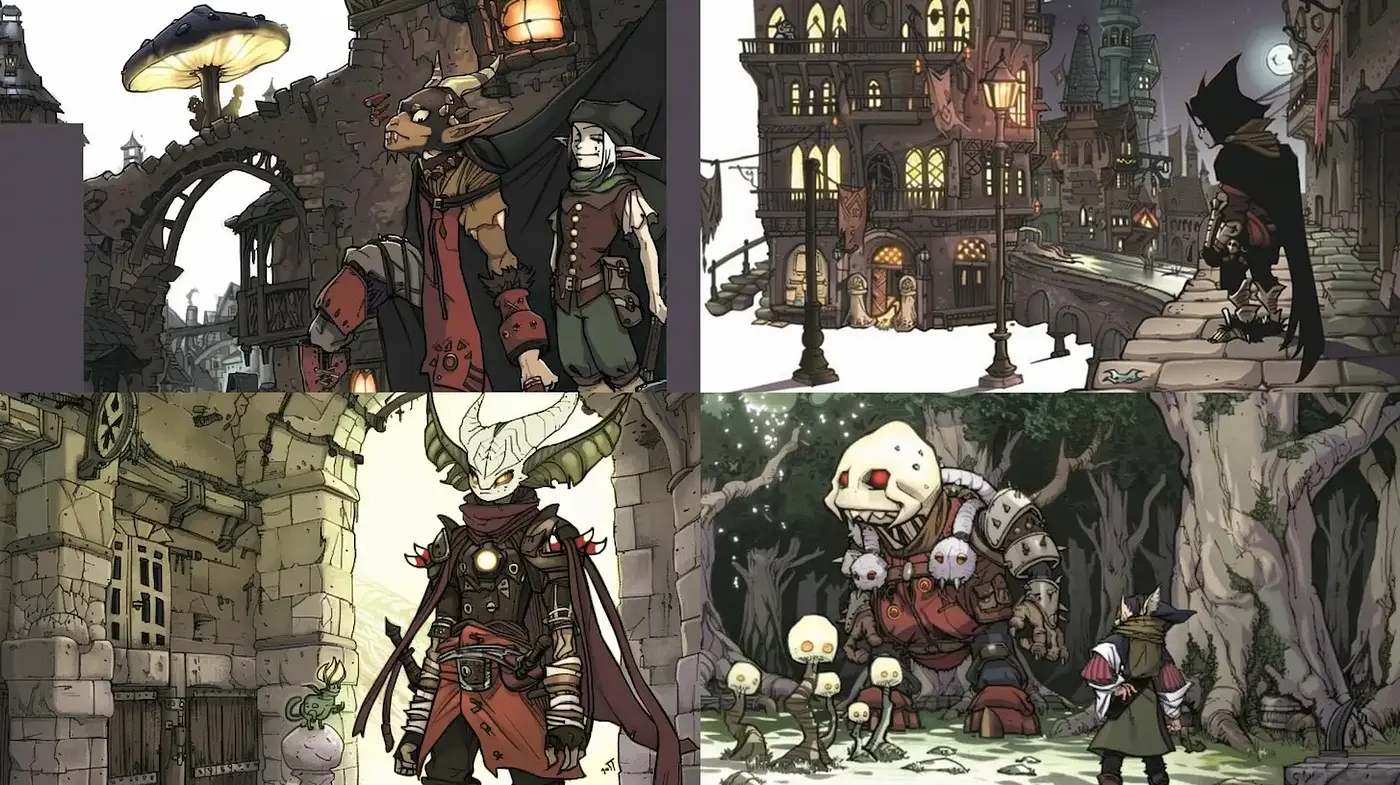 Stylized Urban Fantasy Illustrations with a Whimsical Touch - Midjourney sref style