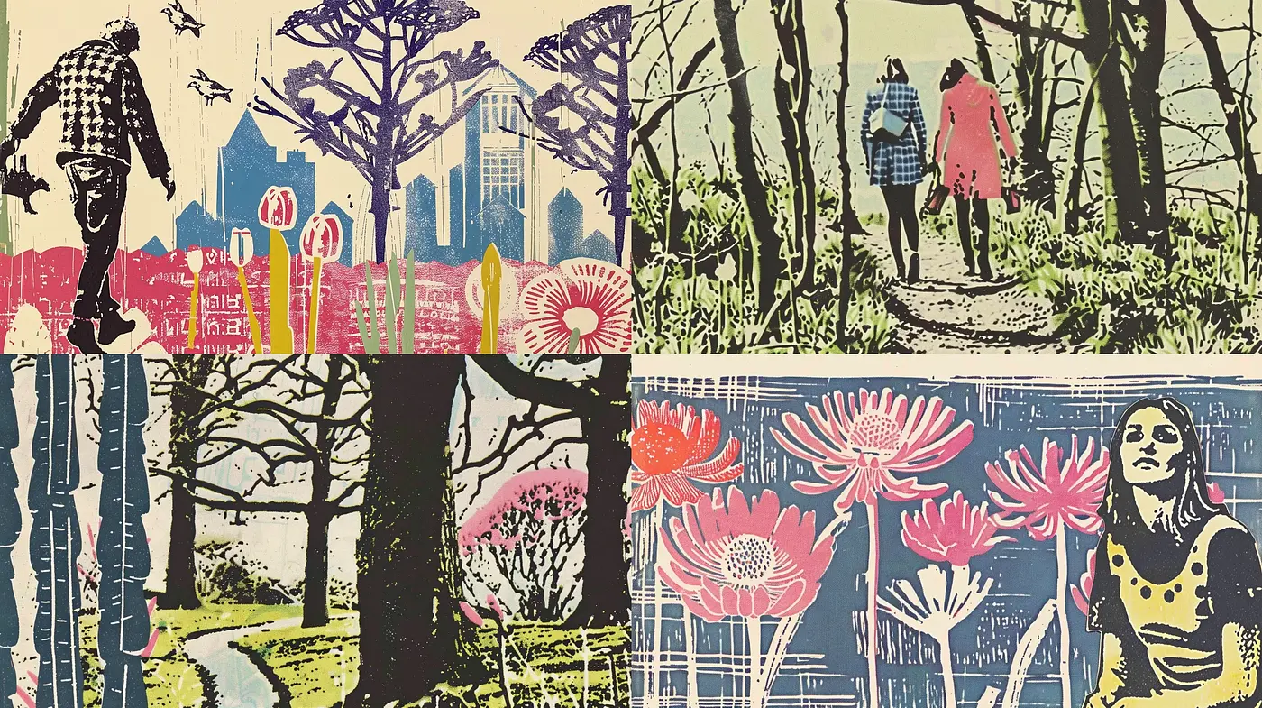 Ethereal Nature in Stylized Linocut Impressions - Midjourney sref style