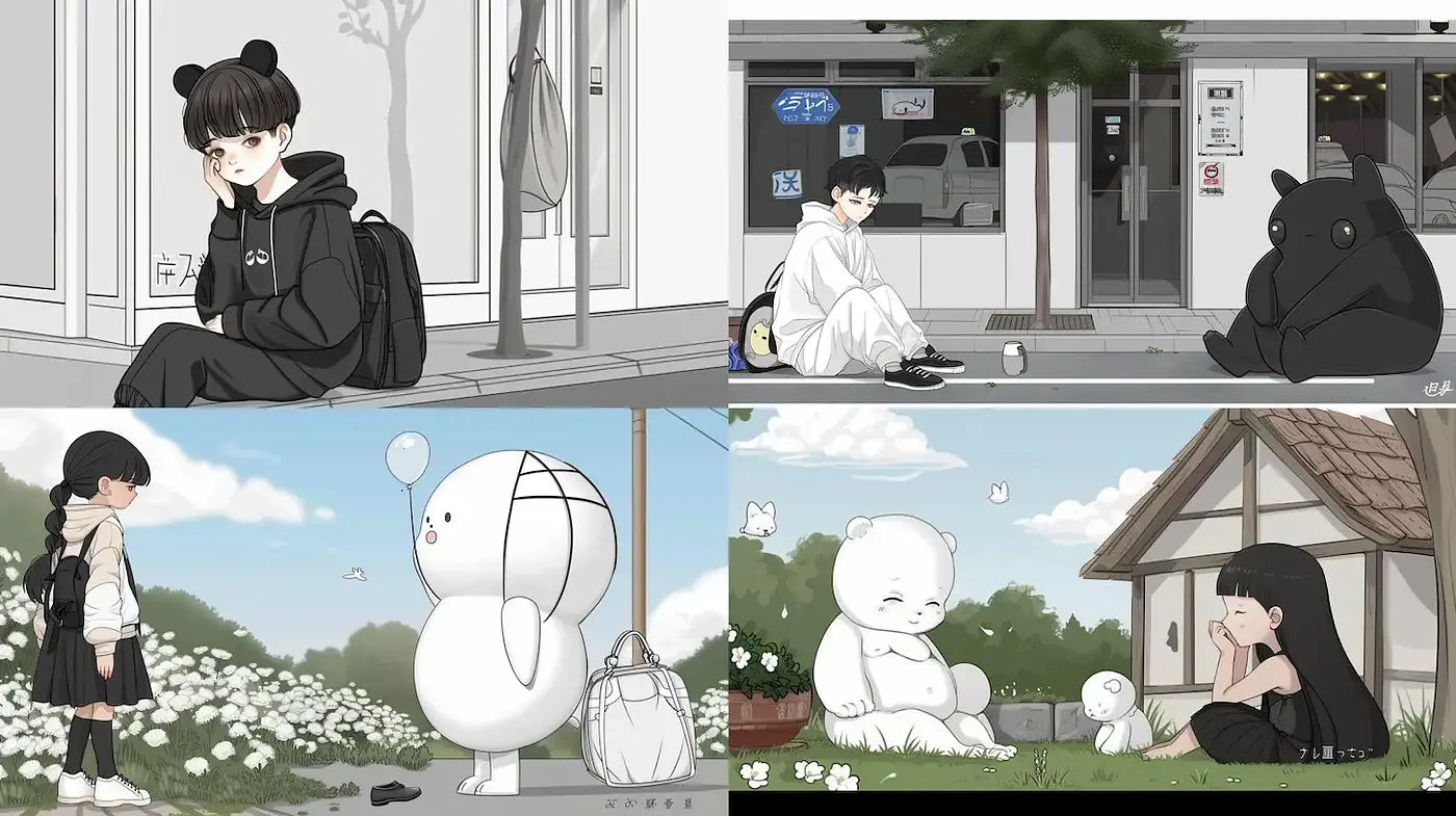 Contemporary and Whimsical Urban Illustrations with a Soft Aesthetic - Midjourney sref style