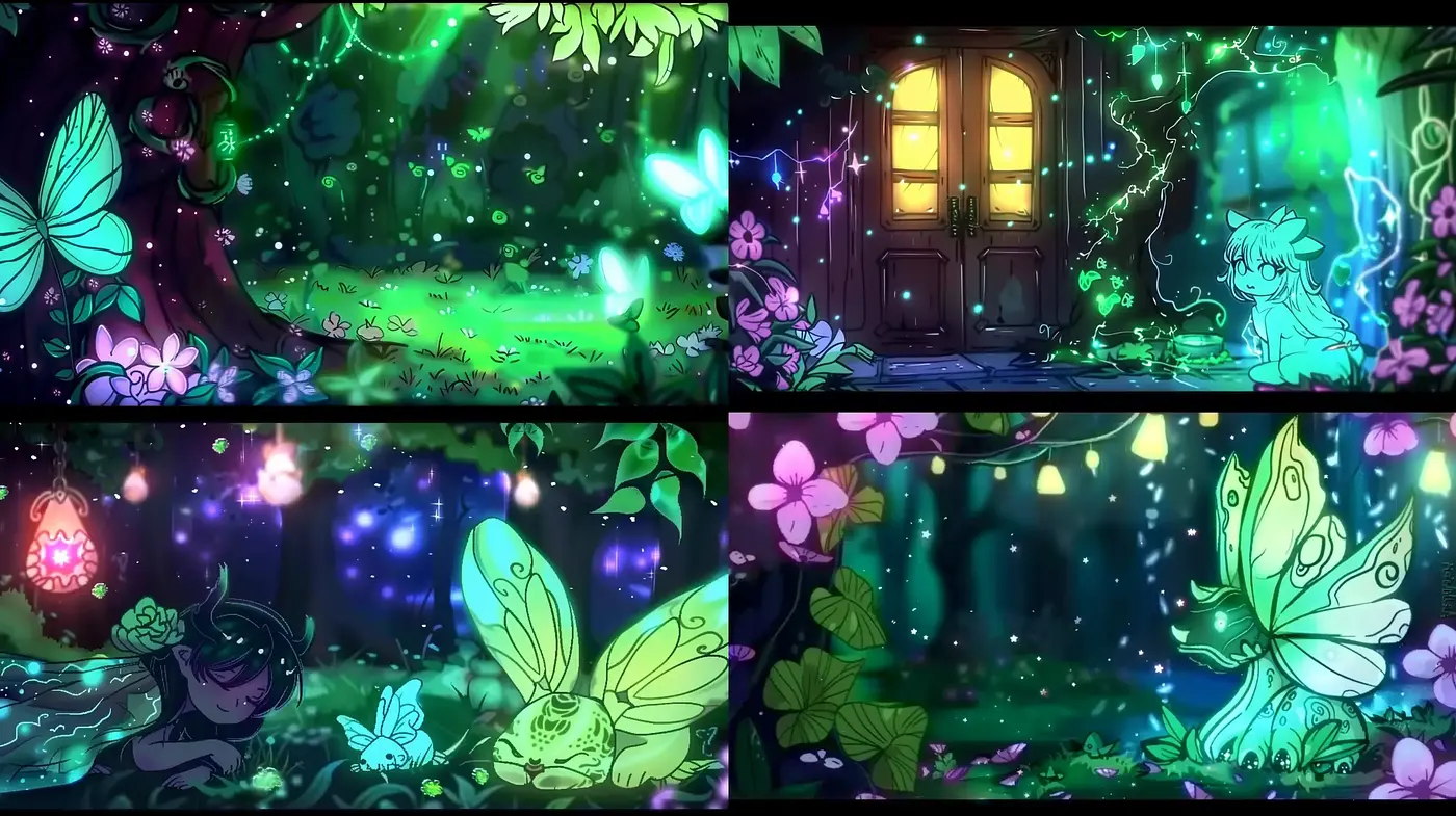 Enchanted Ethereal Nightscapes: A Luminescent Journey Through Stylized Fantasy - Midjourney sref style