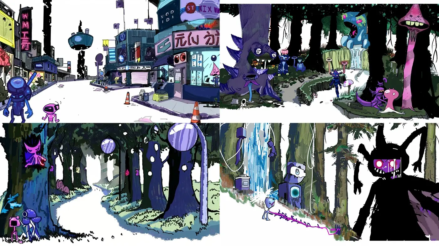 Enigmatic Aesthetic of Surreal Sci-Fi Worlds in Lurid Hues - Midjourney sref style
