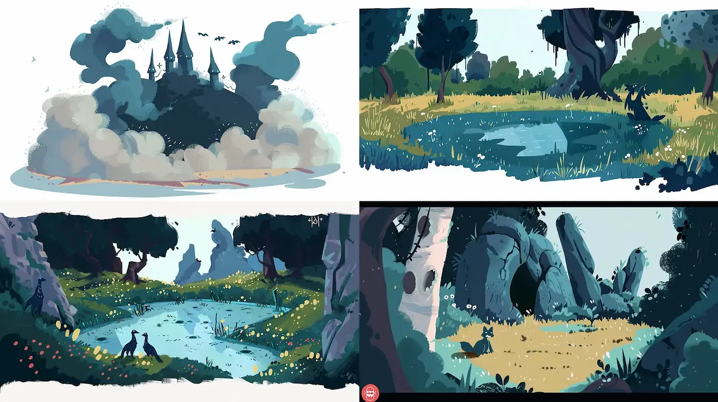 Serene Landscapes with a Whimsical Touch - Midjourney sref style