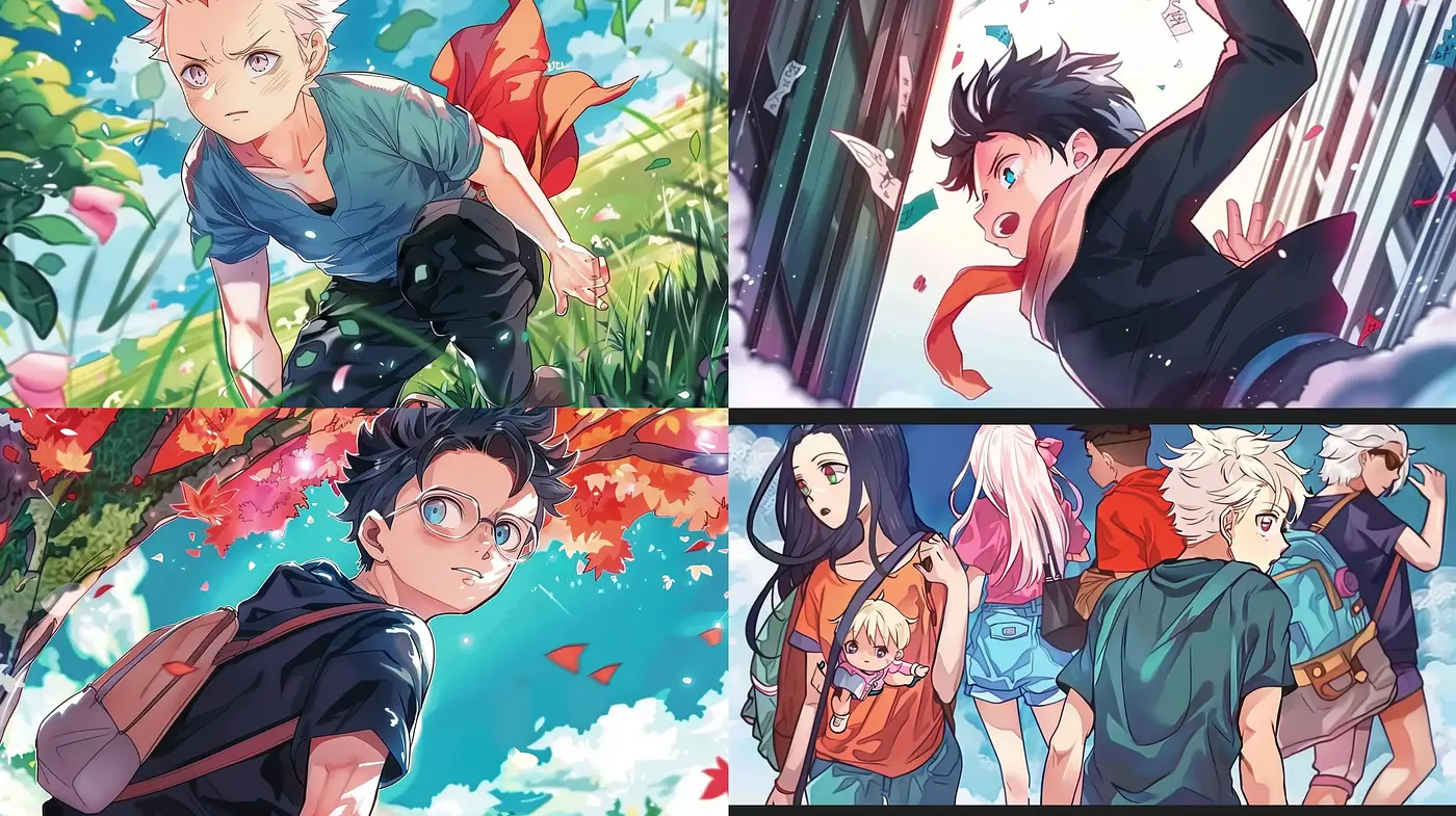 Dynamic Anime-Inspired Digital Illustration Harmony - Midjourney sref style