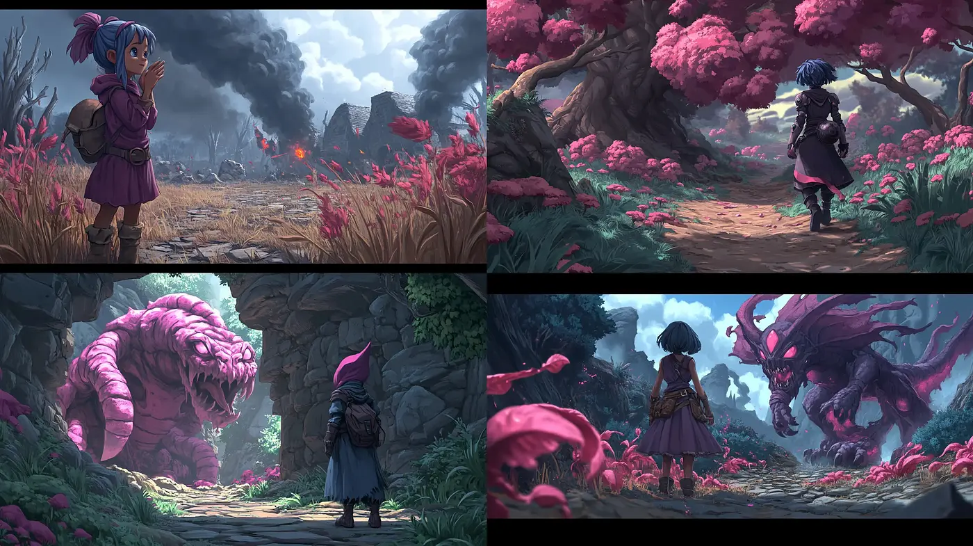 Enigmatic Lavender Hues in Lush Mythical Landscapes - Midjourney sref style