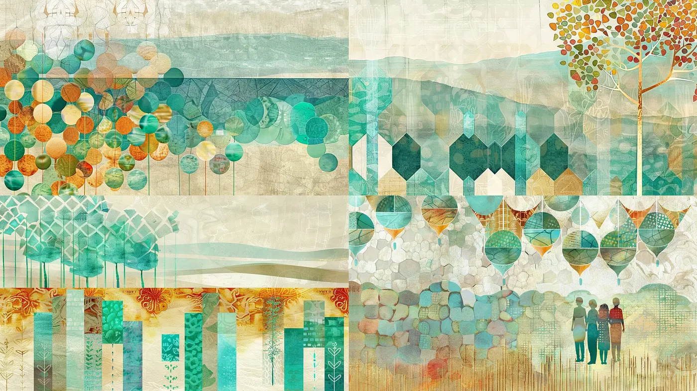 Serene Pastel Mosaic: A Tapestry of Calm Hues and Soft Textures - Midjourney sref style