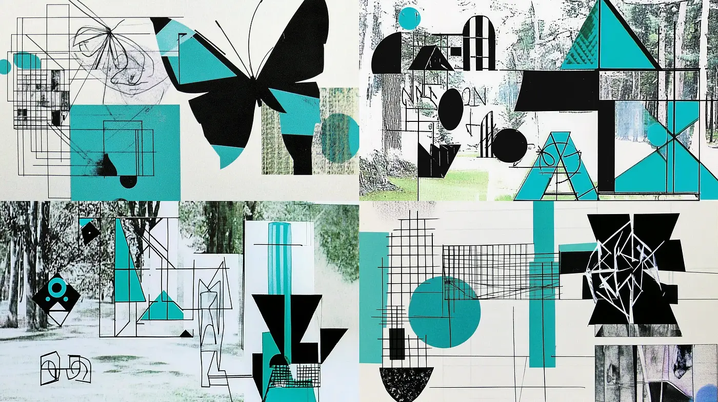 Abstract Geometric Resonance with Turquoise Accents - Midjourney sref style