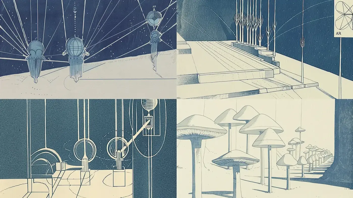 Contemporary Surrealism with a Touch of Digital Minimalism - Midjourney sref style