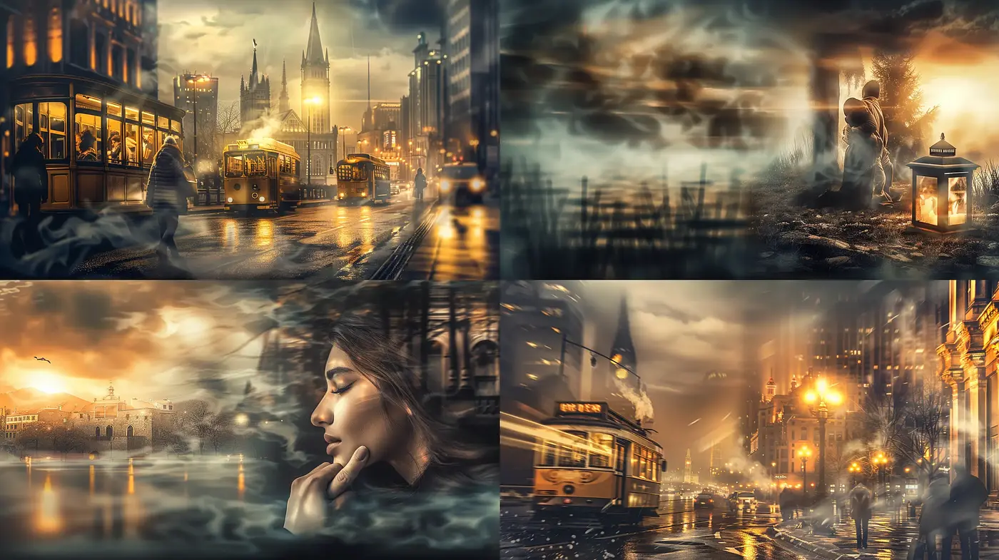 Ethereal Twilight Hues and Surreal Cityscape Impressions - Midjourney sref style