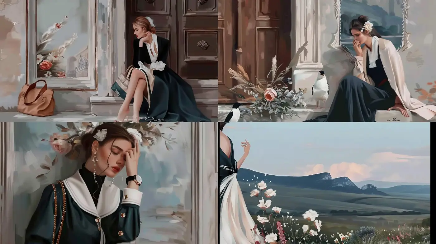 Elegant Pastoral Portraiture with a Touch of Neoclassical Grace - Midjourney sref style
