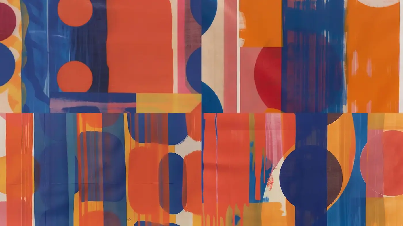 Vibrant Abstract Art with Geometric Shapes and Bold Color Interplay - Midjourney sref style