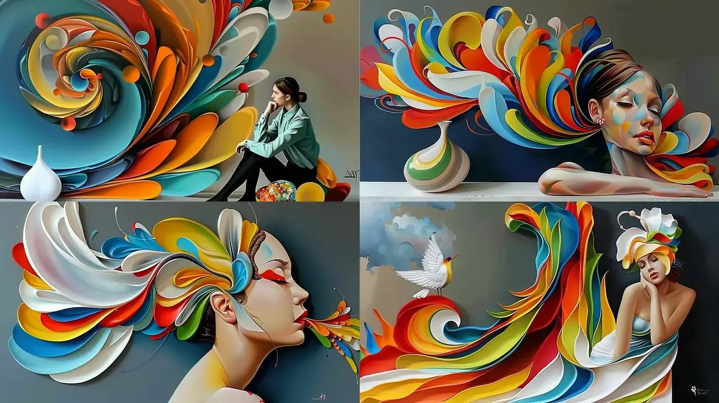 Vibrant and Flowing Artistic Expression with a Contemporary Touch - Midjourney sref style