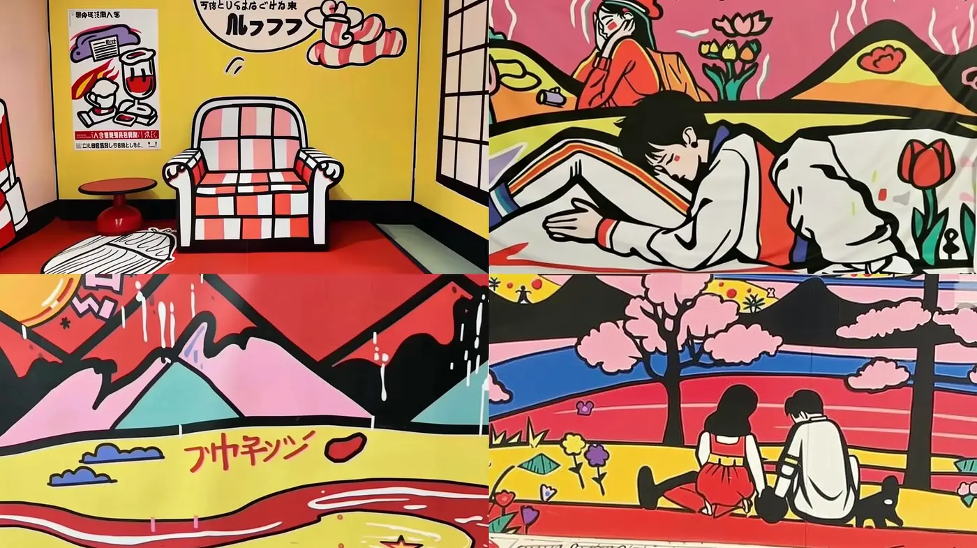 Pop Art Panorama: Bold Lines and Vivid Tones in a Contemporary Mashup - Midjourney sref style