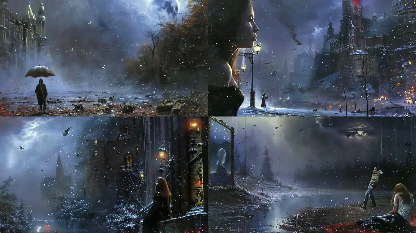 Dystopian Dreamscape: A Homage to Moody Cinematic Concept Art - Midjourney sref style