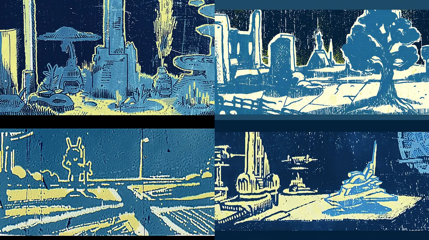 Nocturnal Echoes in Monochromatic Blue: A Homage to the Expressionist Movement - Midjourney sref style
